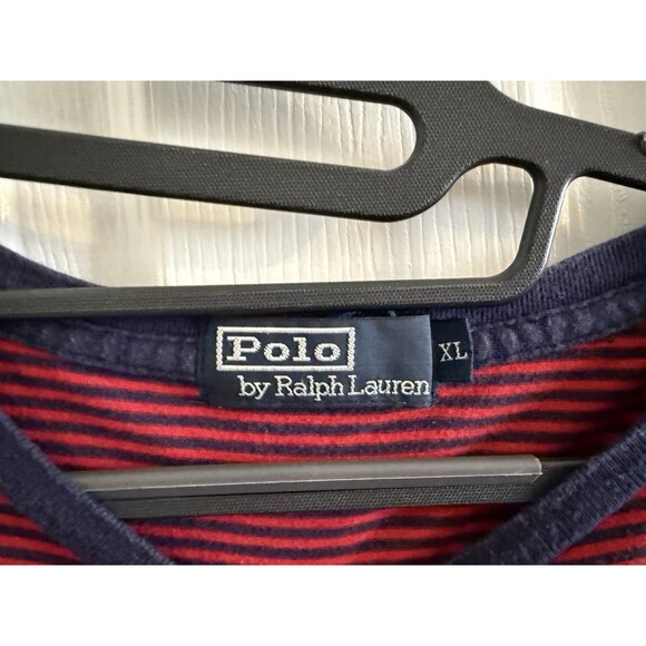 Polo Ralph Lauren Red Navy Striped T-Shirt Men’s Size XL  Pony Logo - Picture 4 of 6
